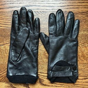 Womens black leather gloves